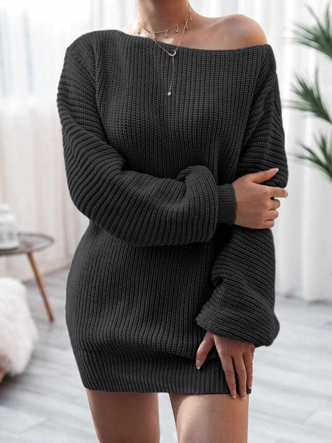 Cozy ribbed sweater dress - acrylic - Love Salve
